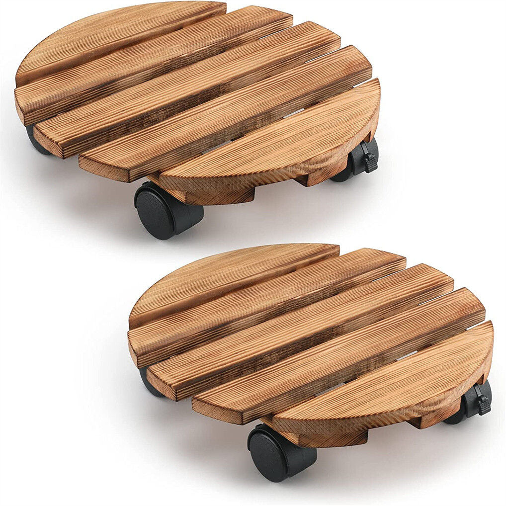 Wooden Plant Caddy Stand 2-Pack 360� Rotating Casters Tristar Online