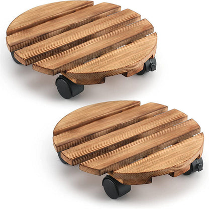 Wooden Plant Caddy Stand 2-Pack 360� Rotating Casters Tristar Online