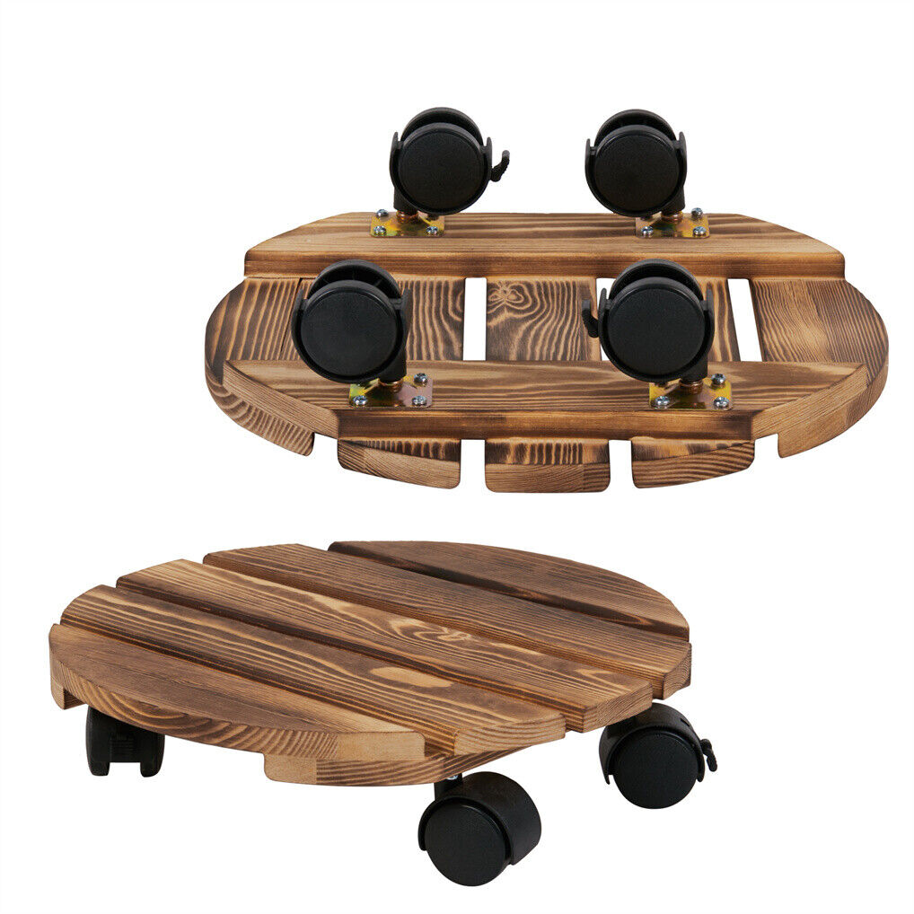 Wooden Plant Caddy Stand 2-Pack 360� Rotating Casters Tristar Online