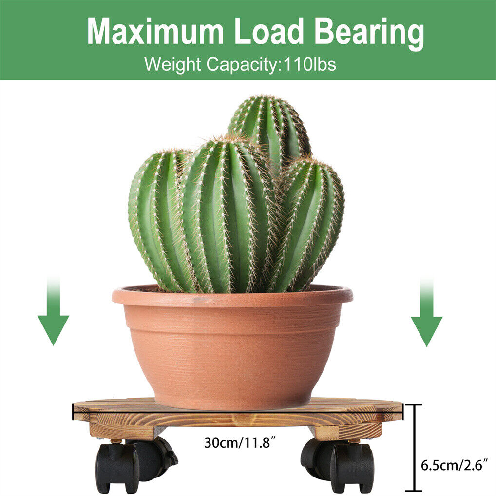 Wooden Plant Caddy Stand 2-Pack 360� Rotating Casters Tristar Online