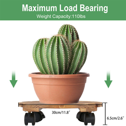 Wooden Plant Caddy Stand 2-Pack 360� Rotating Casters Tristar Online