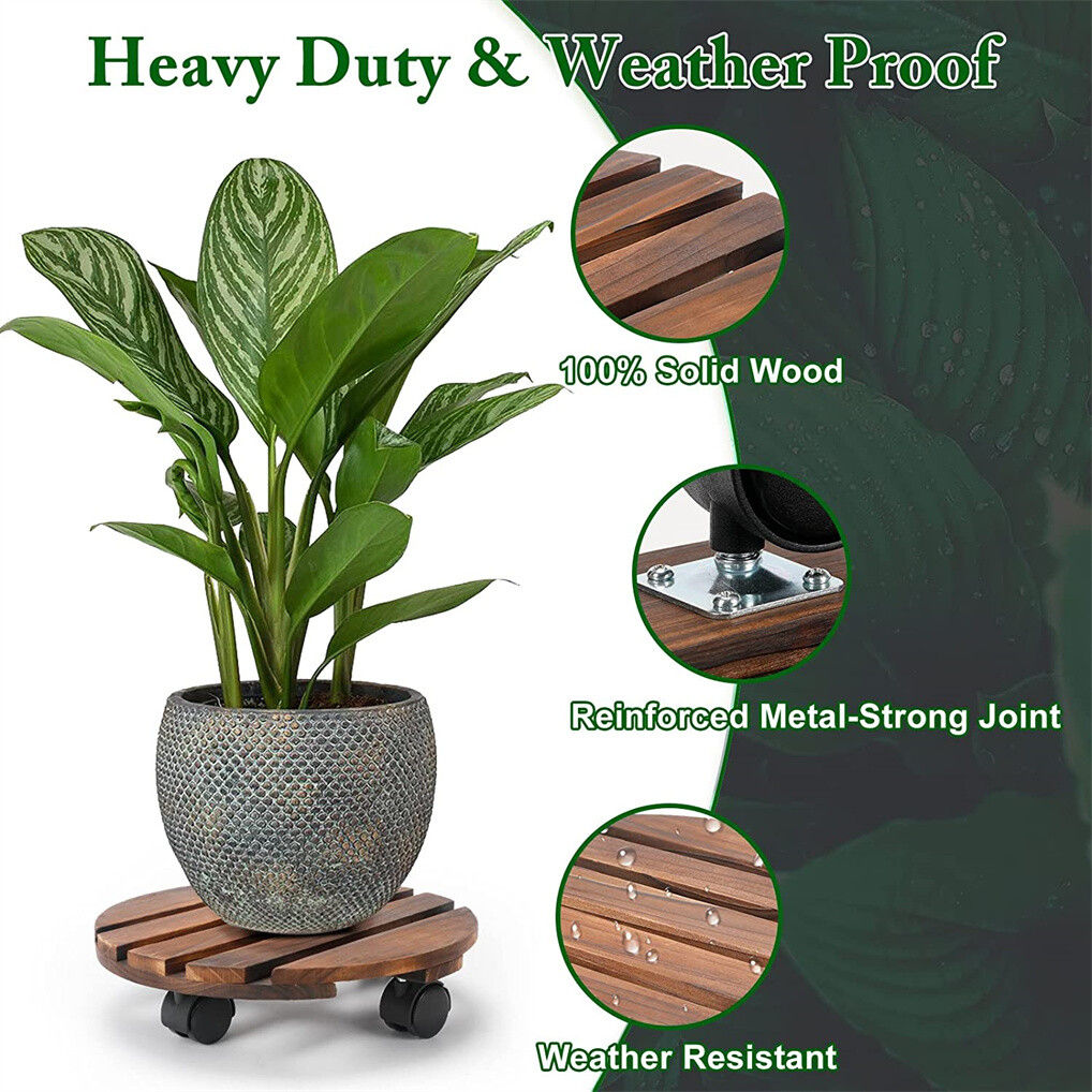 Wooden Plant Caddy Stand 2-Pack 360� Rotating Casters Tristar Online
