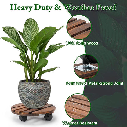 Wooden Plant Caddy Stand 2-Pack 360� Rotating Casters Tristar Online