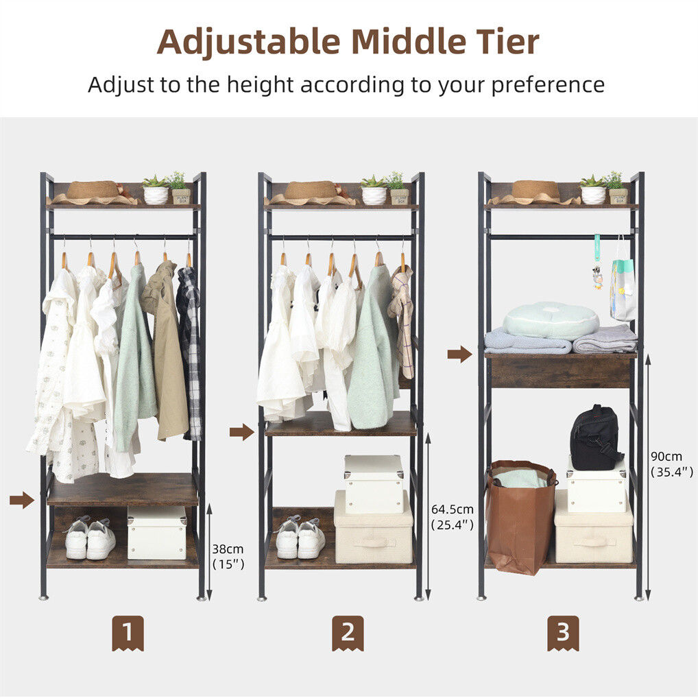 Heavy Duty Clothes Rack 3 Tiers MDF & Metal Iron Rail Tristar Online