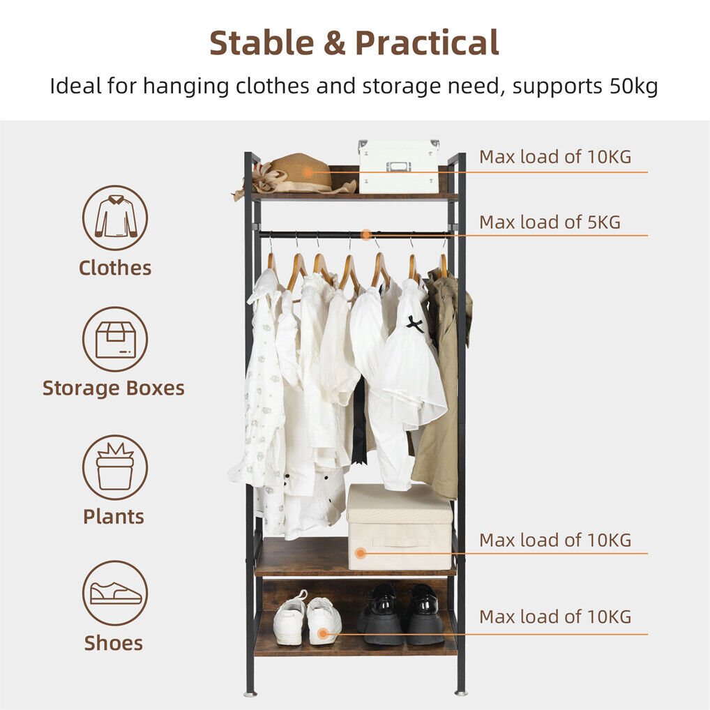 Heavy Duty Clothes Rack 3 Tiers MDF & Metal Iron Rail Tristar Online