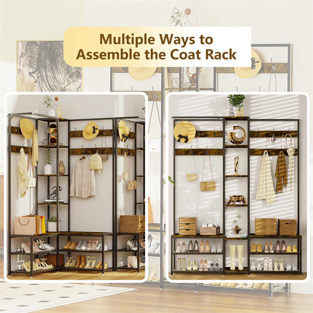 Corner Coat Stand with Shoe Bench Metal & MDF Organizer Tristar Online