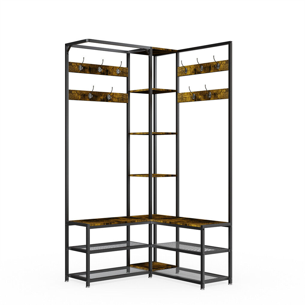Corner Coat Stand with Shoe Bench Metal & MDF Organizer Tristar Online