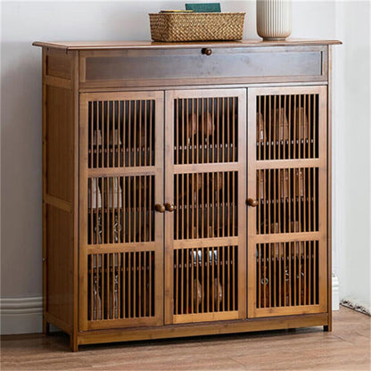 Wooden Shoe Rack XL 4 Tier 3 Doors Drawers Shelves Cabinet Organizer Tristar Online