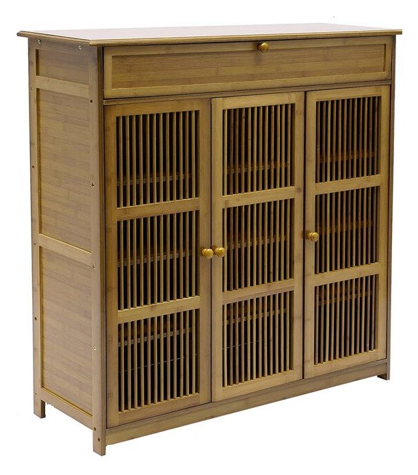 Wooden Shoe Rack XL 4 Tier 3 Doors Drawers Shelves Cabinet Organizer Tristar Online