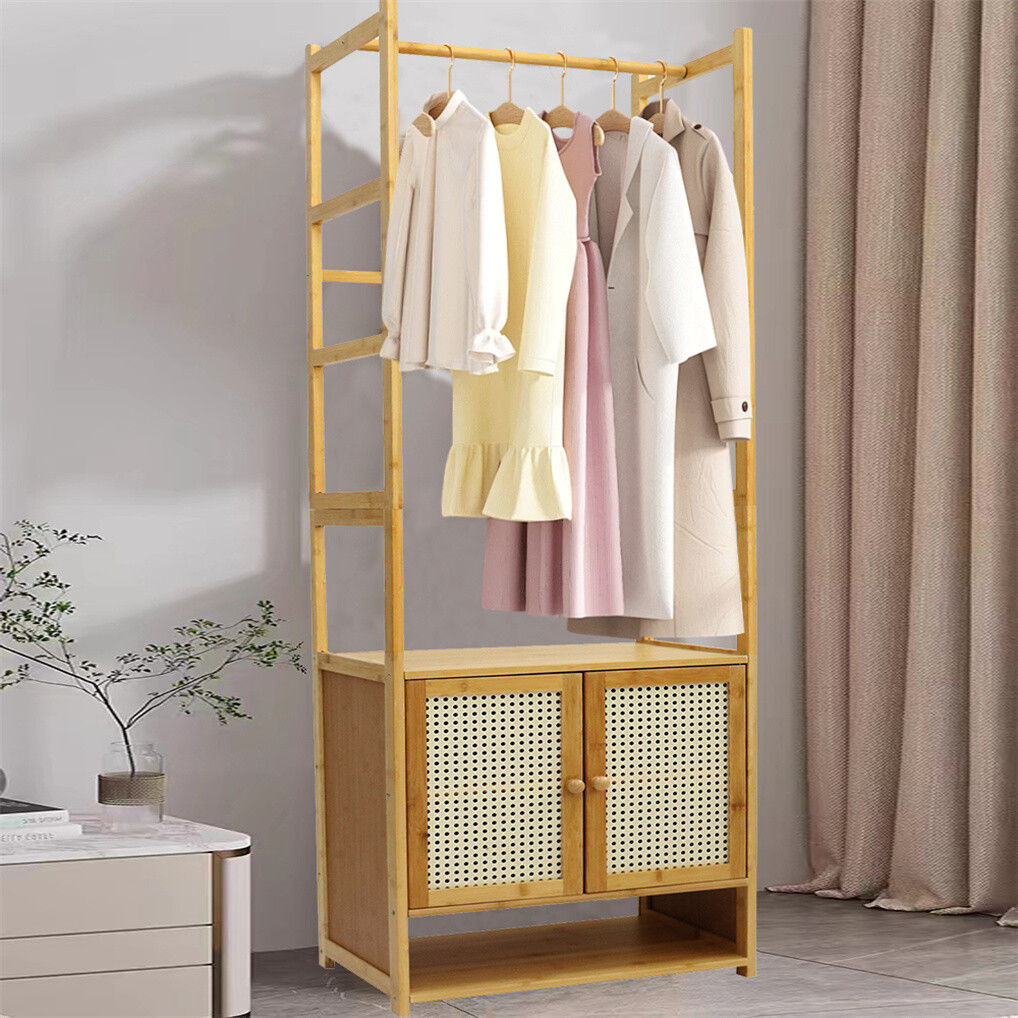Bamboo Clothes Rack Coat Stand 168cm High Polish 53cm Length Tristar Online