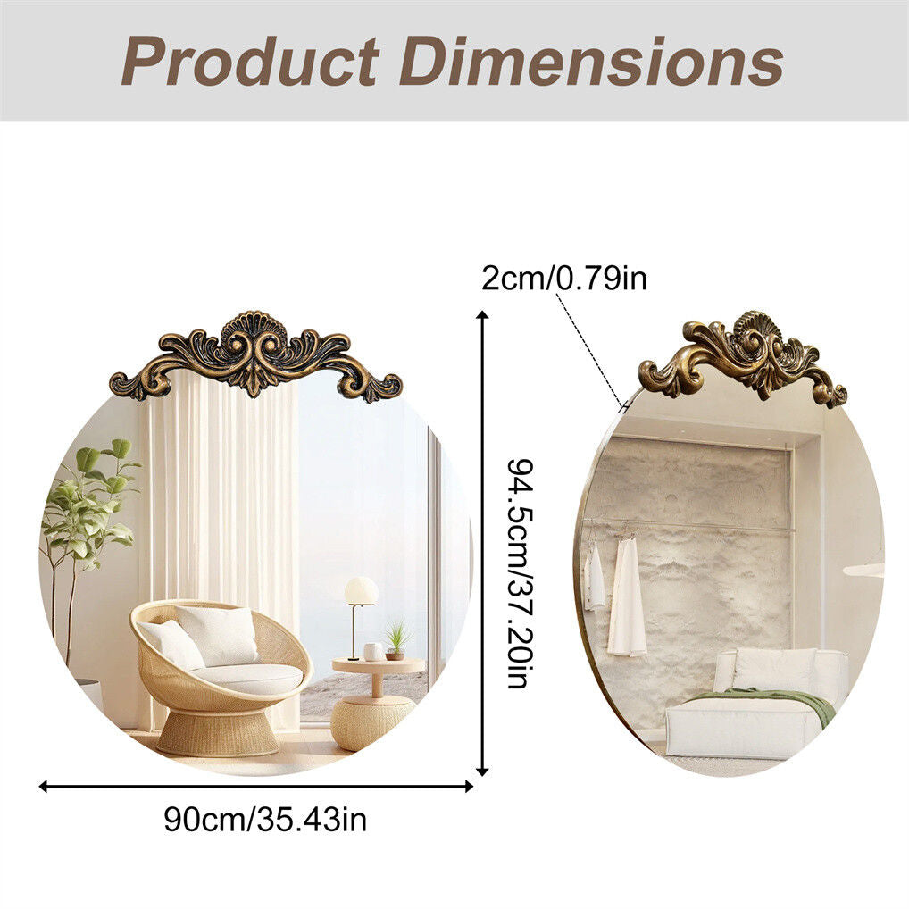 Baroque Antique Round Wall Mirror, Ornate D�cor, 90 x 94.5cm Tristar Online