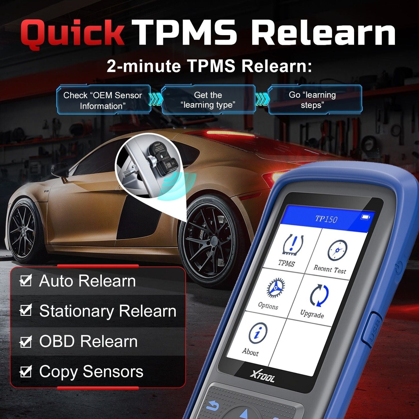 TP150 TPMS Reset Tool 2025 WiFi CAN EOBD OBDII Tristar Online
