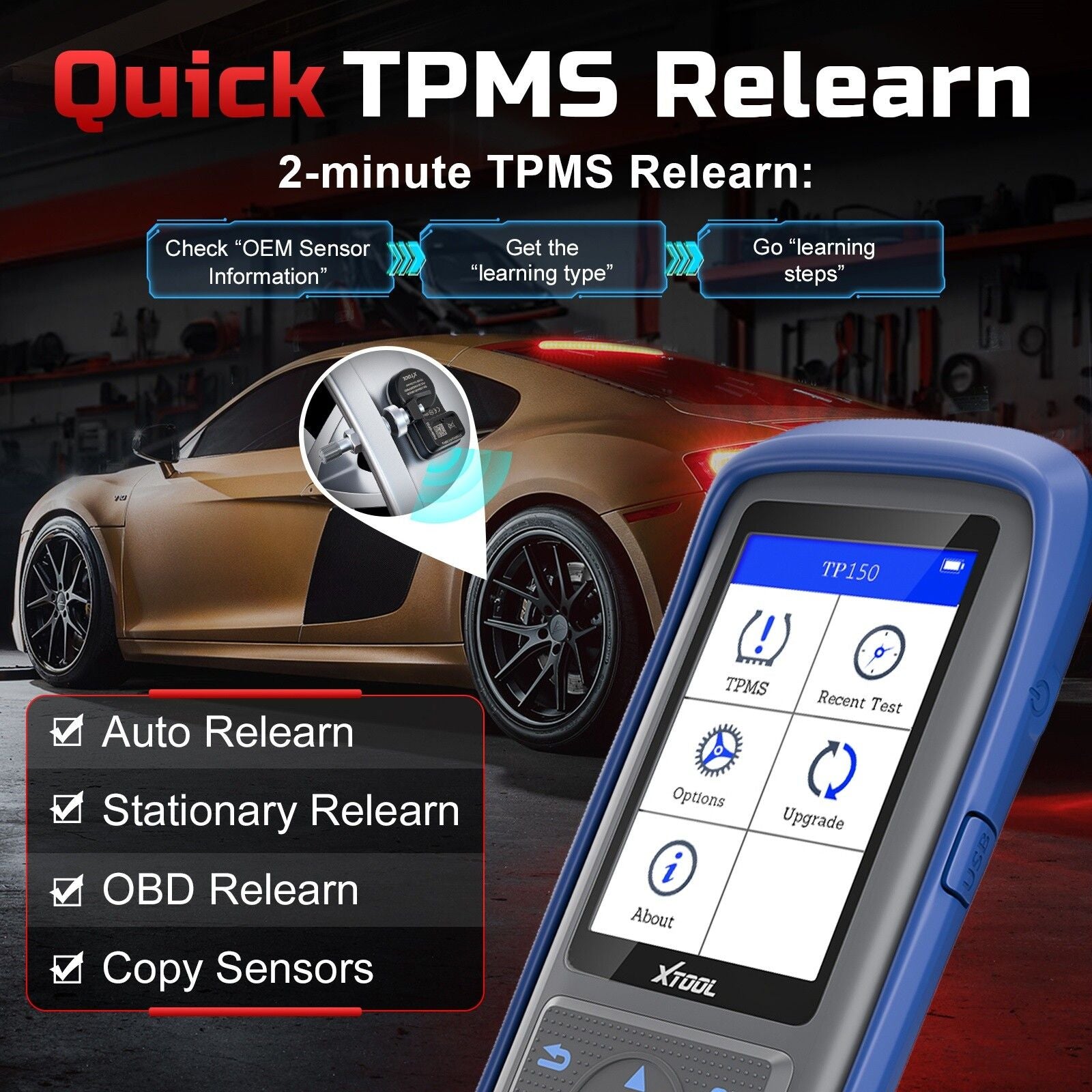 TP150 TPMS Reset Tool 2025 WiFi CAN EOBD OBDII Tristar Online