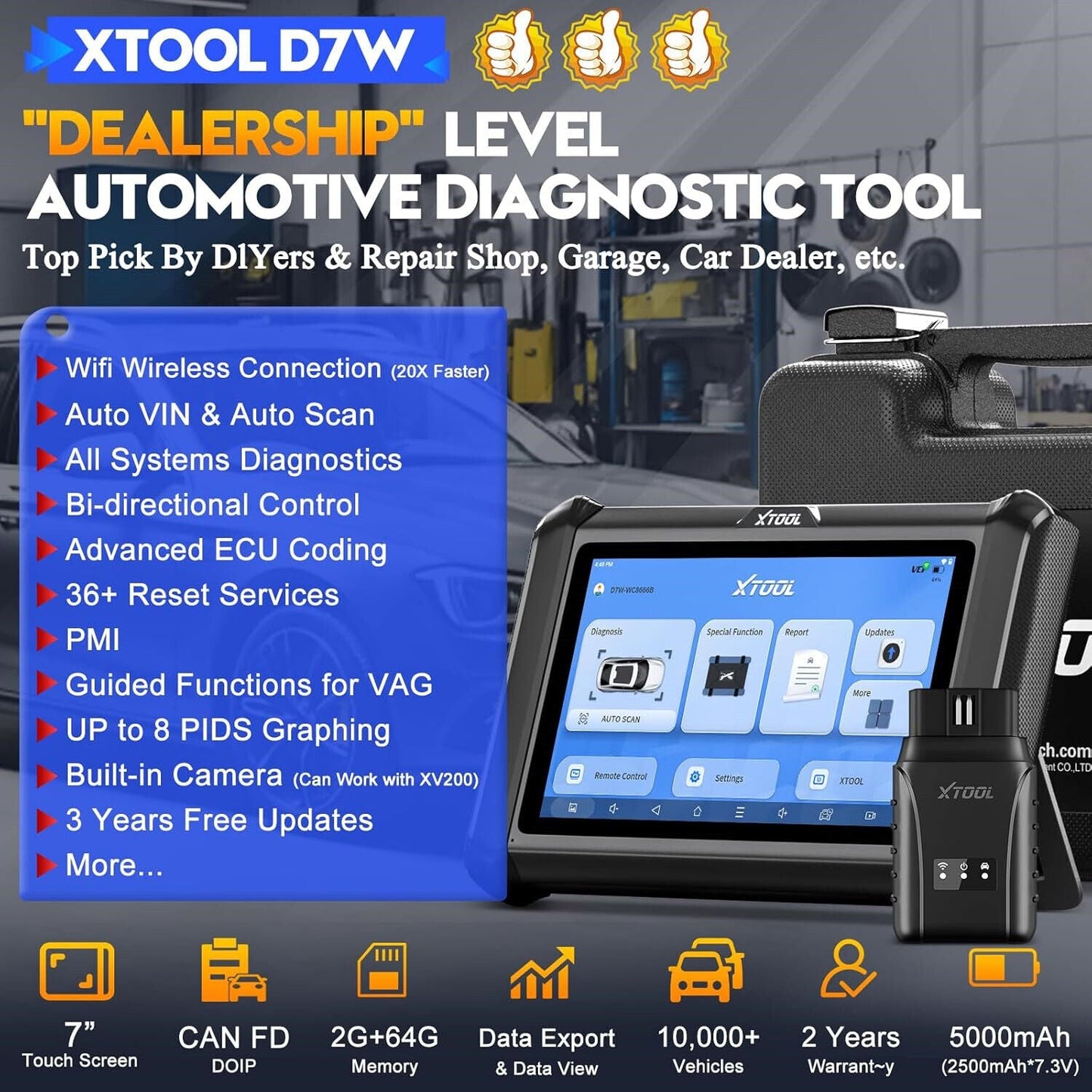 D7W Wireless OBD2 Scanner ECU Coding Key Programming Tristar Online