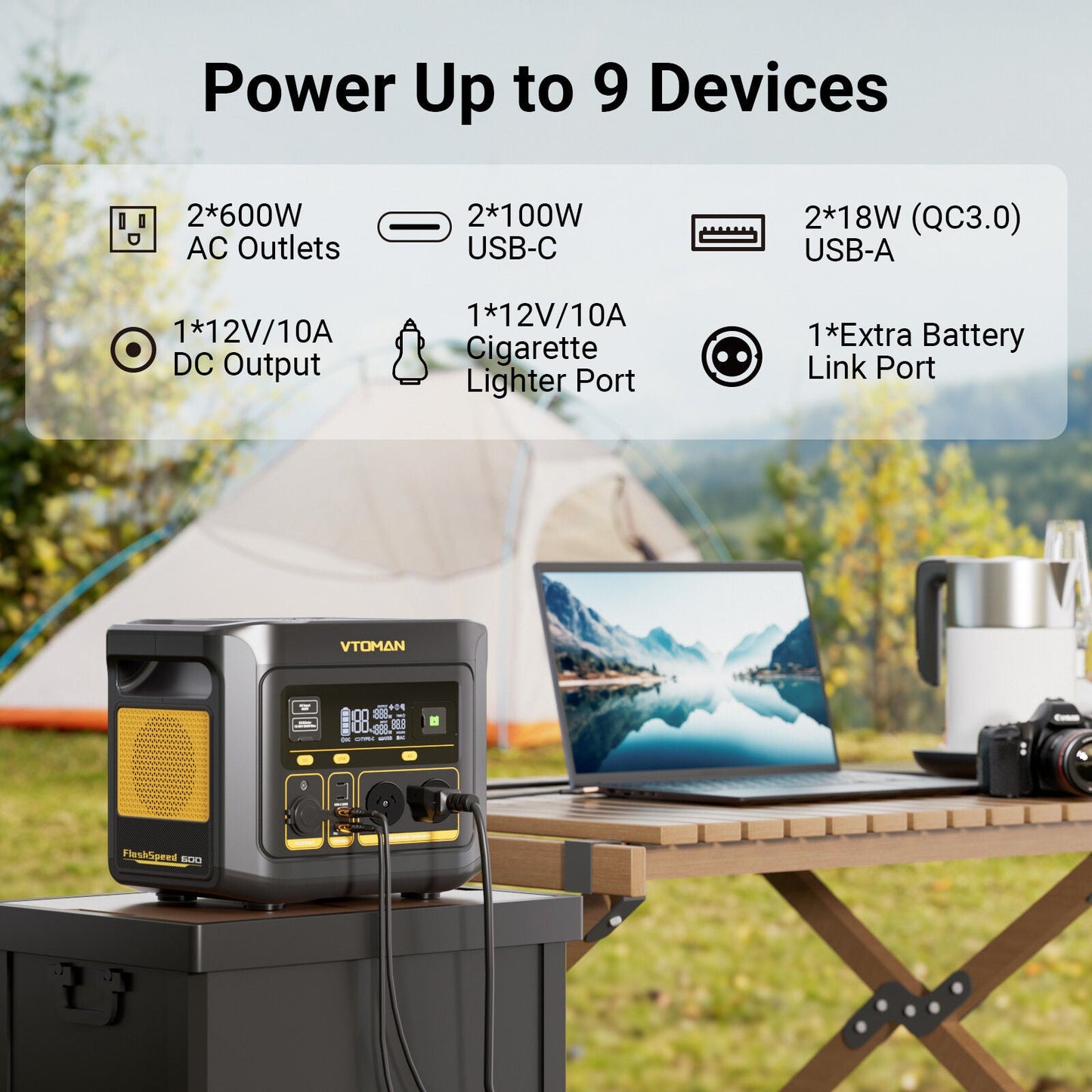 FlashSpeed 600 600W 499Wh AC/DC Portable Power Station Generator Tristar Online