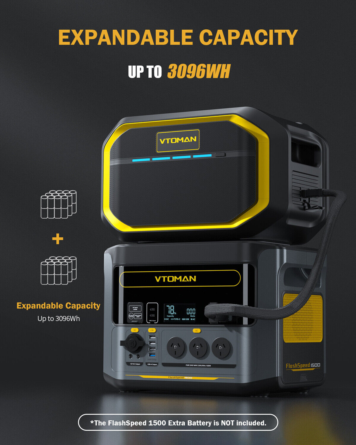 FlashSpeed 1500 1548Wh 10A AC/DC LiFePO4 Expansion Battery AU Tristar Online