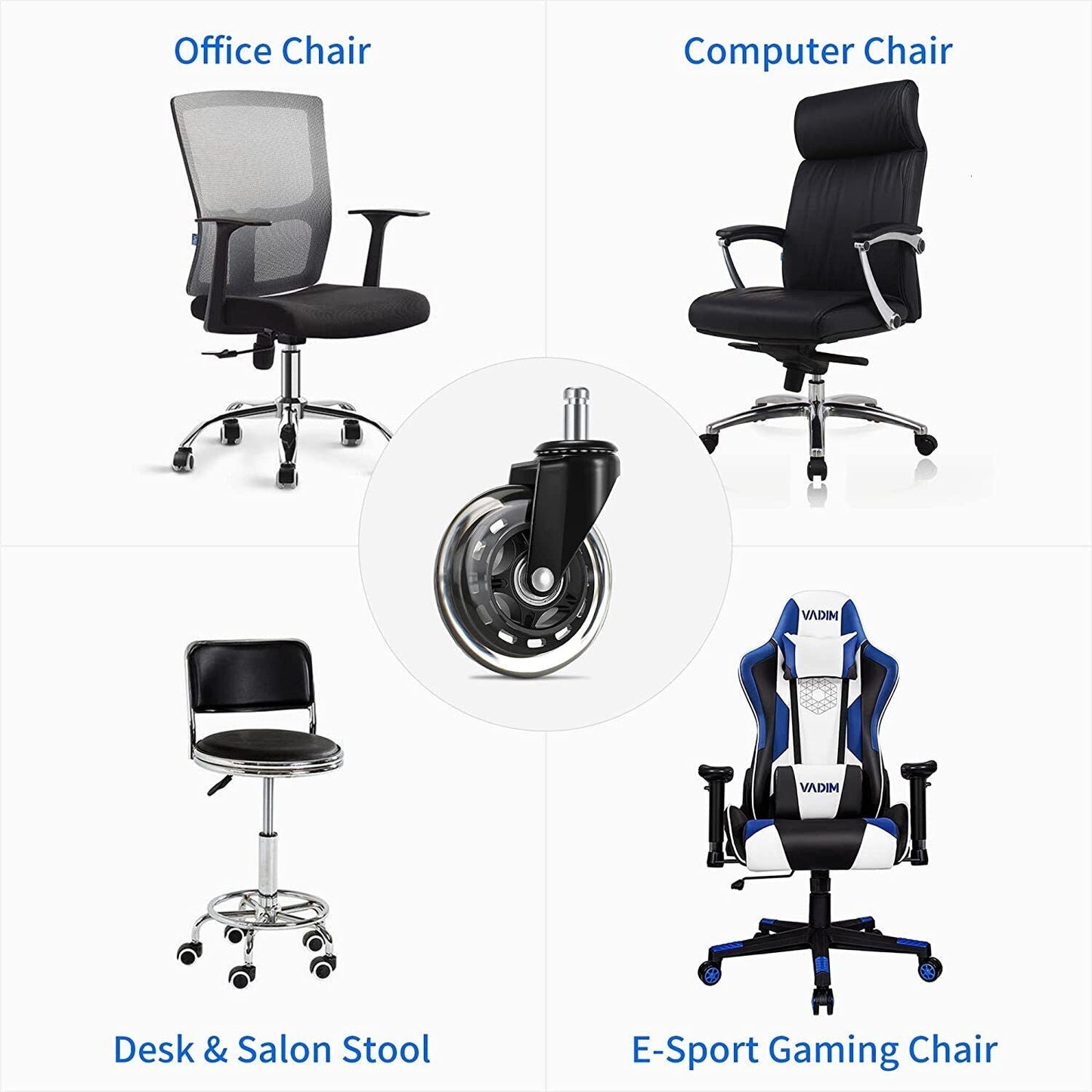 3 Swivel Rollerblade Chair Wheels, 7/16 Stem, All Floors - 5 Pack Tristar Online