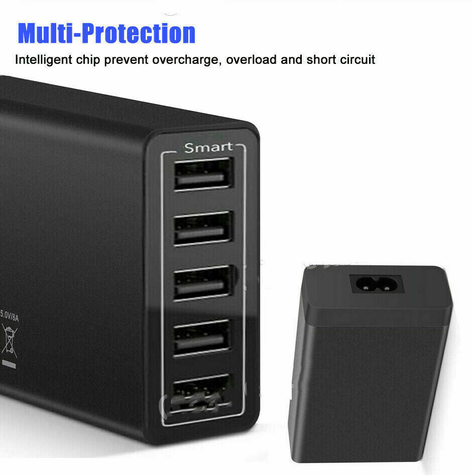 40W 5-Port USB Wall Charger Fast AC Adapter Multi Travel Tristar Online
