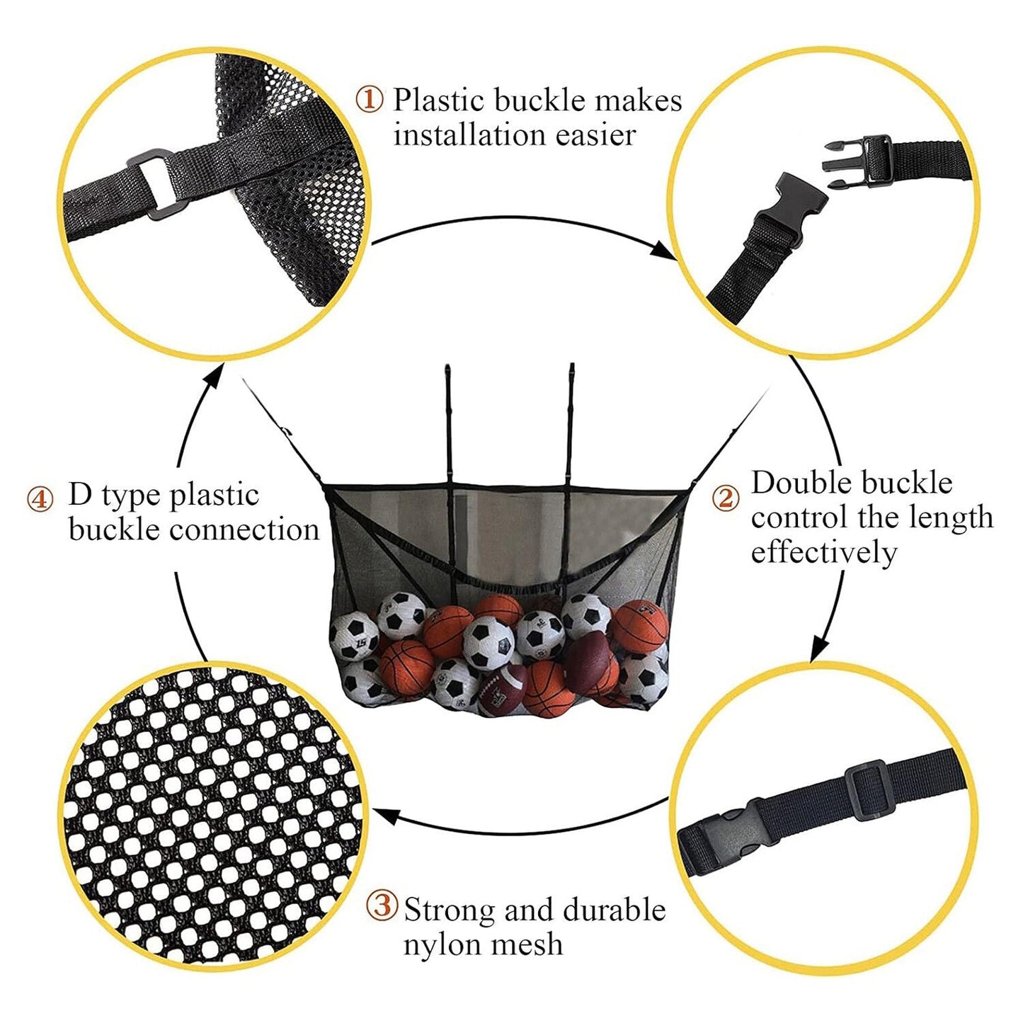145x145CM Heavy Duty Pool Toy Storage Net Bag Adjustable Organizer Tristar Online