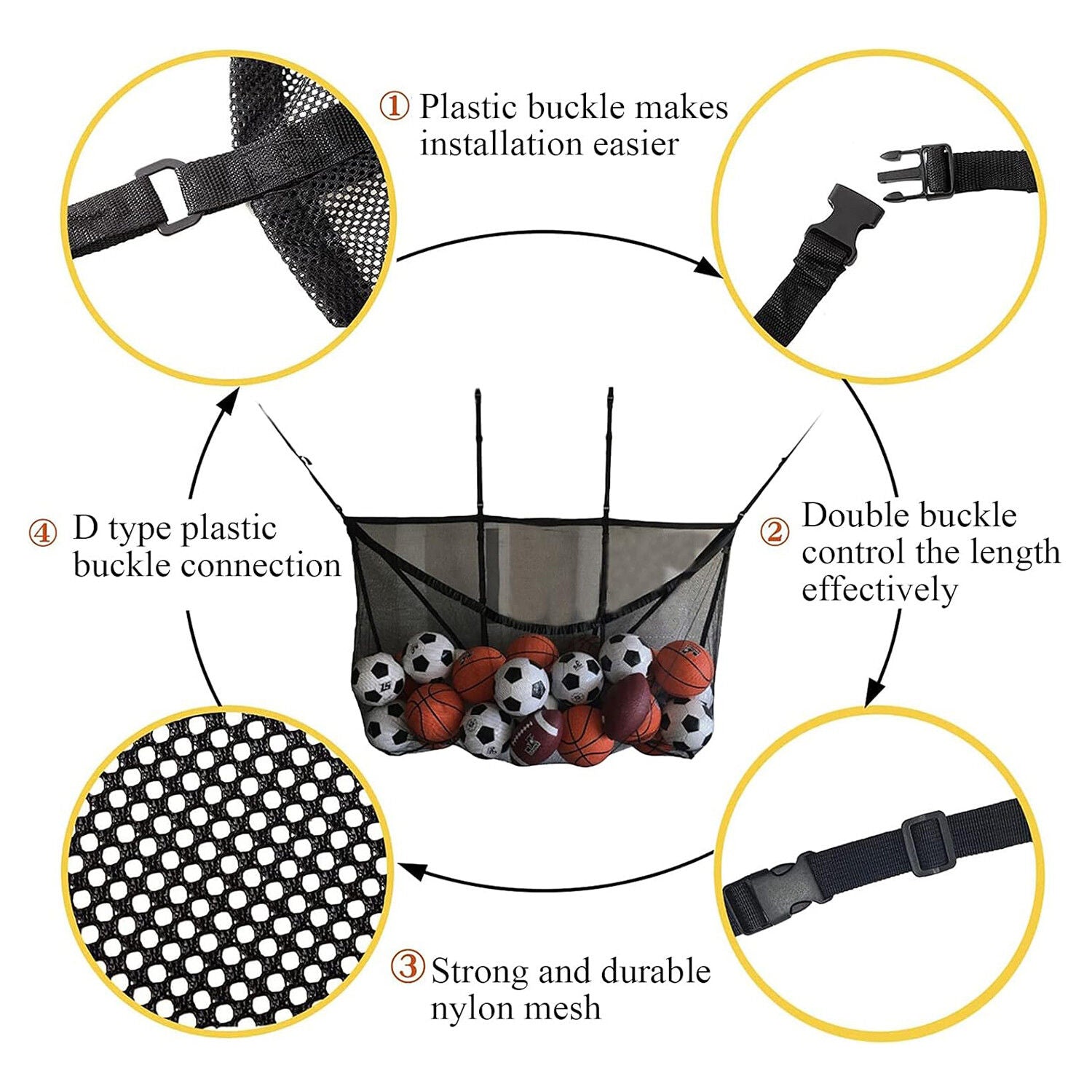 145x145CM Heavy Duty Pool Toy Storage Net Bag Adjustable Organizer Tristar Online