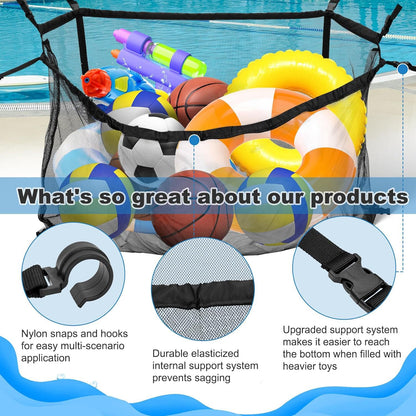 145x145CM Heavy Duty Pool Toy Storage Net Bag Adjustable Organizer Tristar Online
