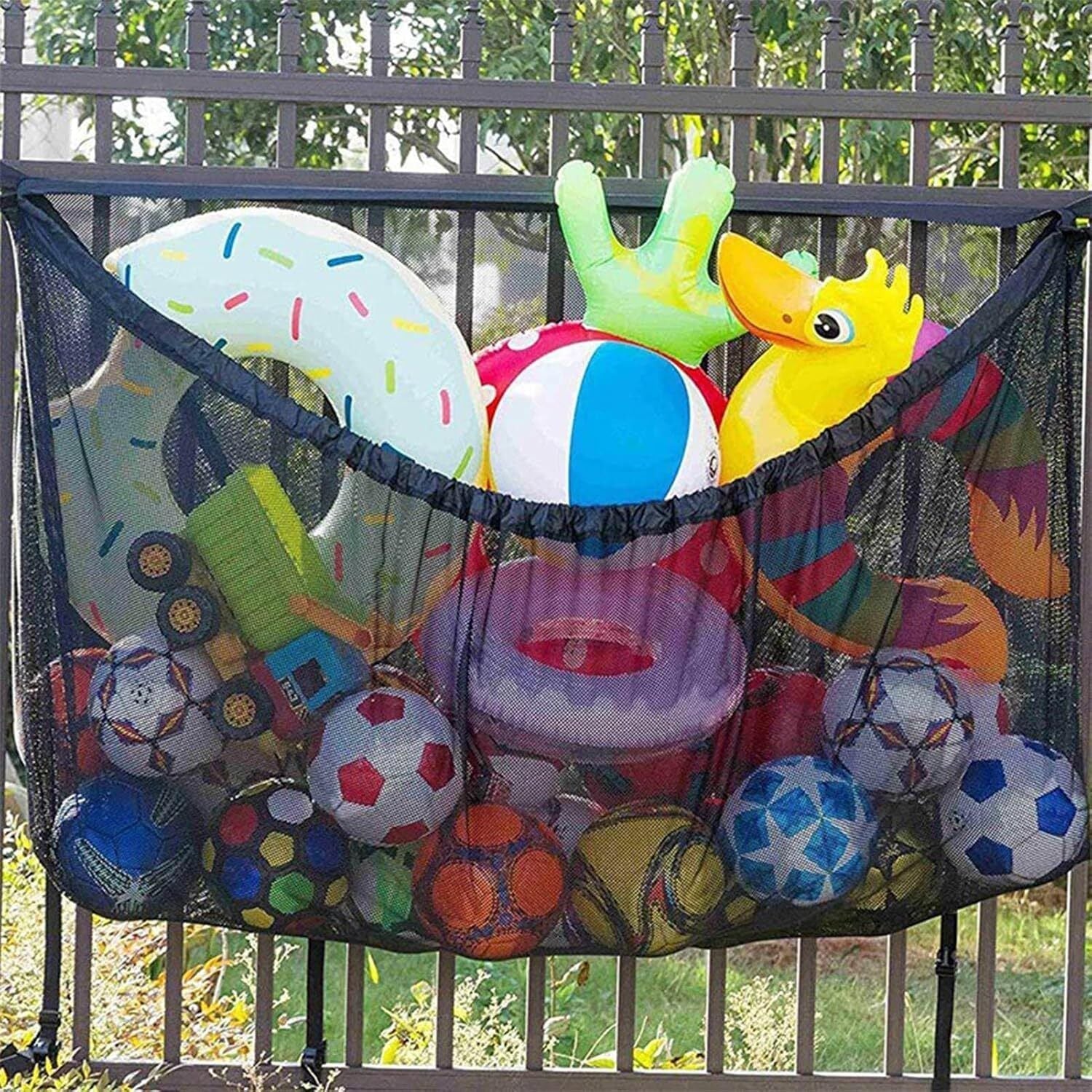 145x145CM Heavy Duty Pool Toy Storage Net Bag Adjustable Organizer Tristar Online