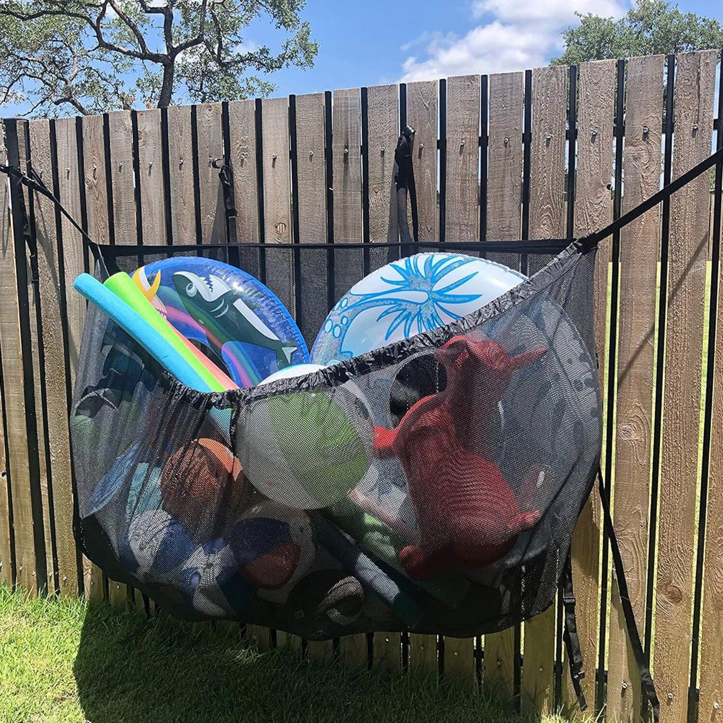 145x145CM Heavy Duty Pool Toy Storage Net Bag Adjustable Organizer Tristar Online