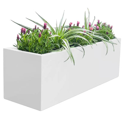 Metal Designer Planter Box 900 x 300 x 300mm Vibrant White Tristar Online