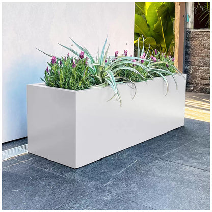 Metal Designer Planter Box 900 x 300 x 300mm Vibrant White Tristar Online