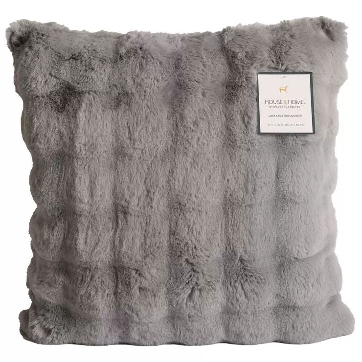 Luxe faux fur cushion 55 x 55cm grey Tristar Online