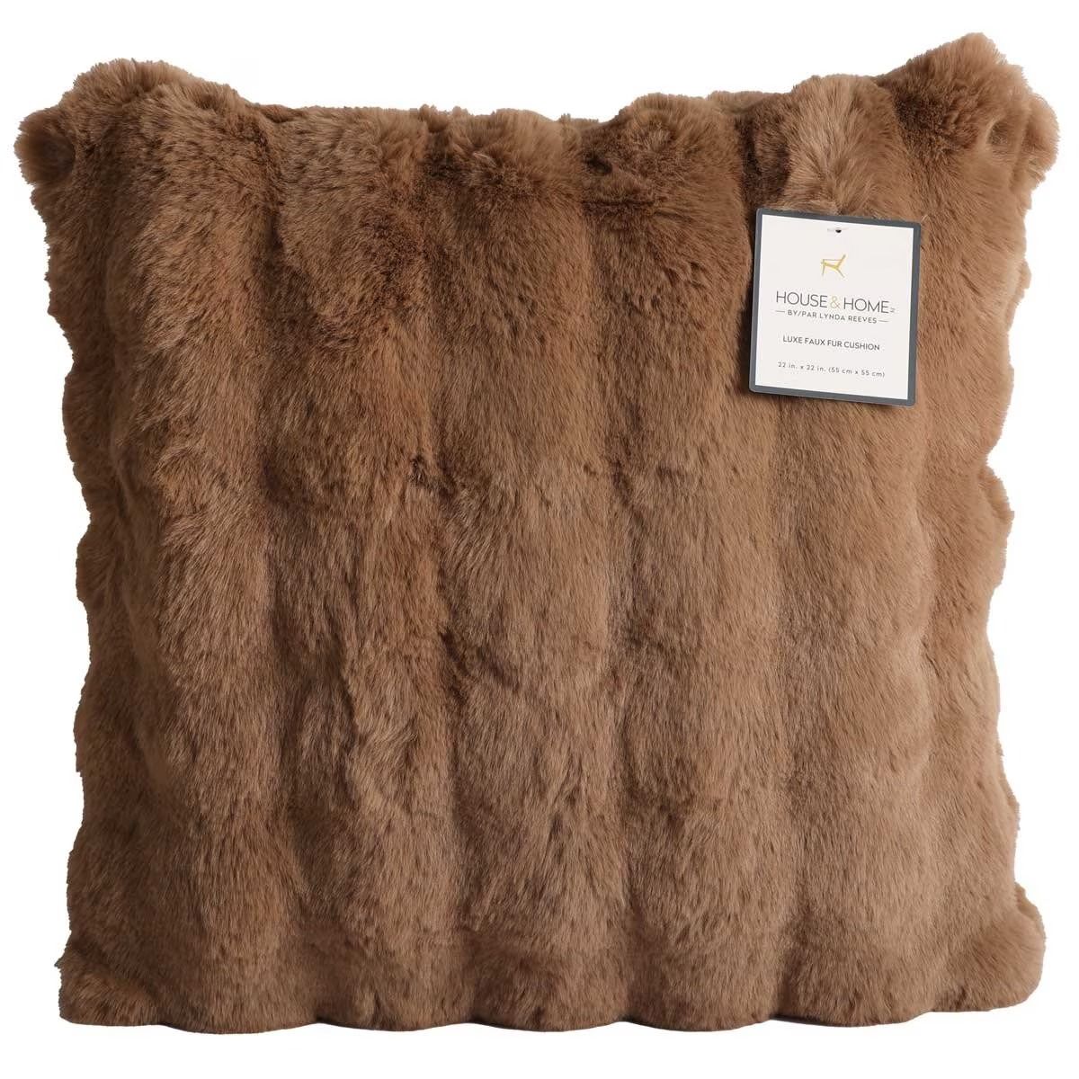 Luxe Faux Fur Cushion 55 x 55cm Light Brown Tristar Online
