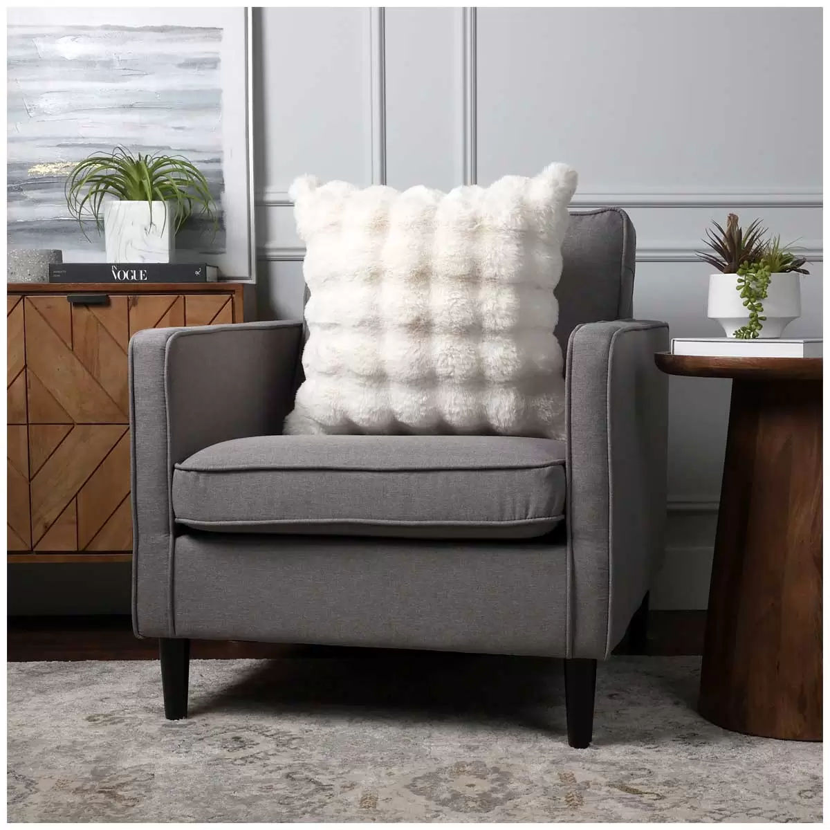 Luxe faux fur cushion 55 x 55cm ivory Tristar Online