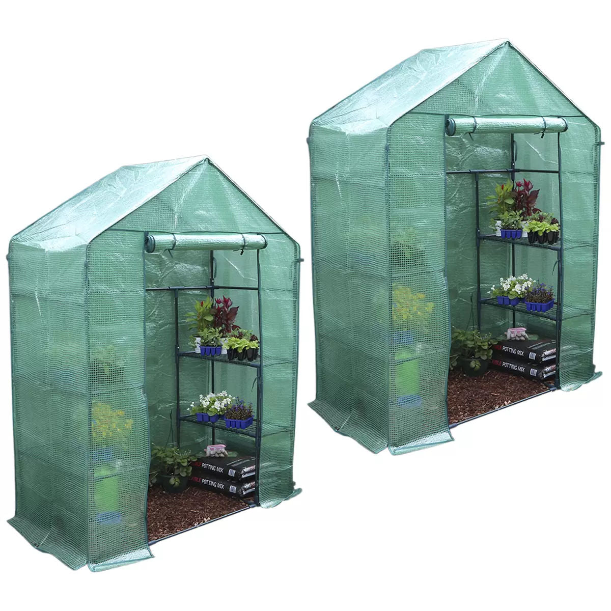 Walk-in Greenhouse 2 Tier Twin Pack, 195 x 143 x 73 cm Tristar Online