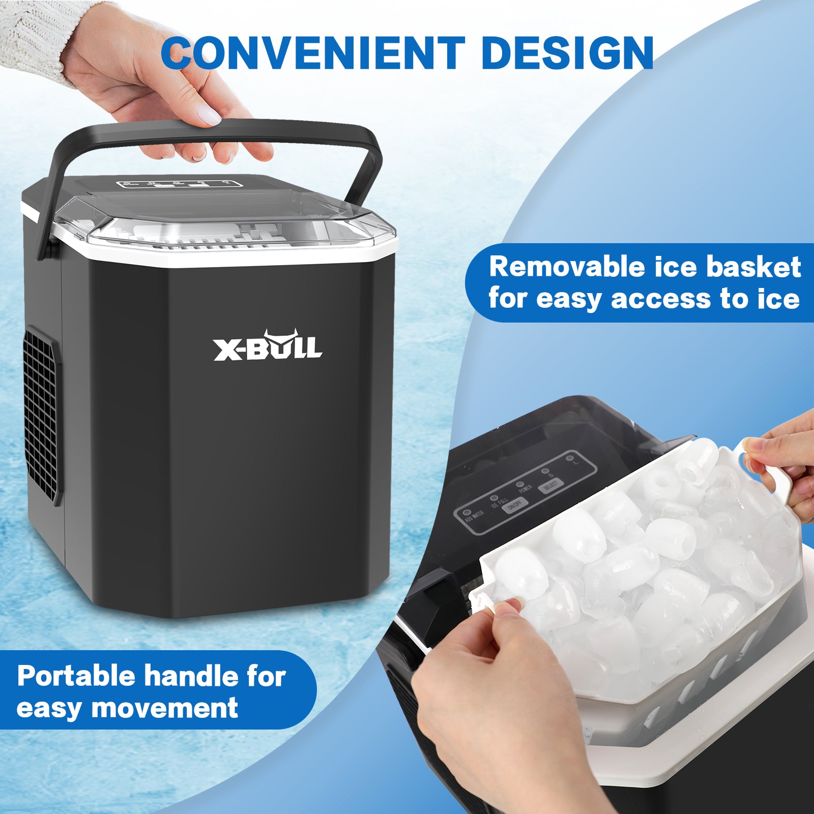 X-BULL Ice Maker Machine Commercial Portable  Ice Cube 2.2L Home Bar Benchtop Black Tristar Online