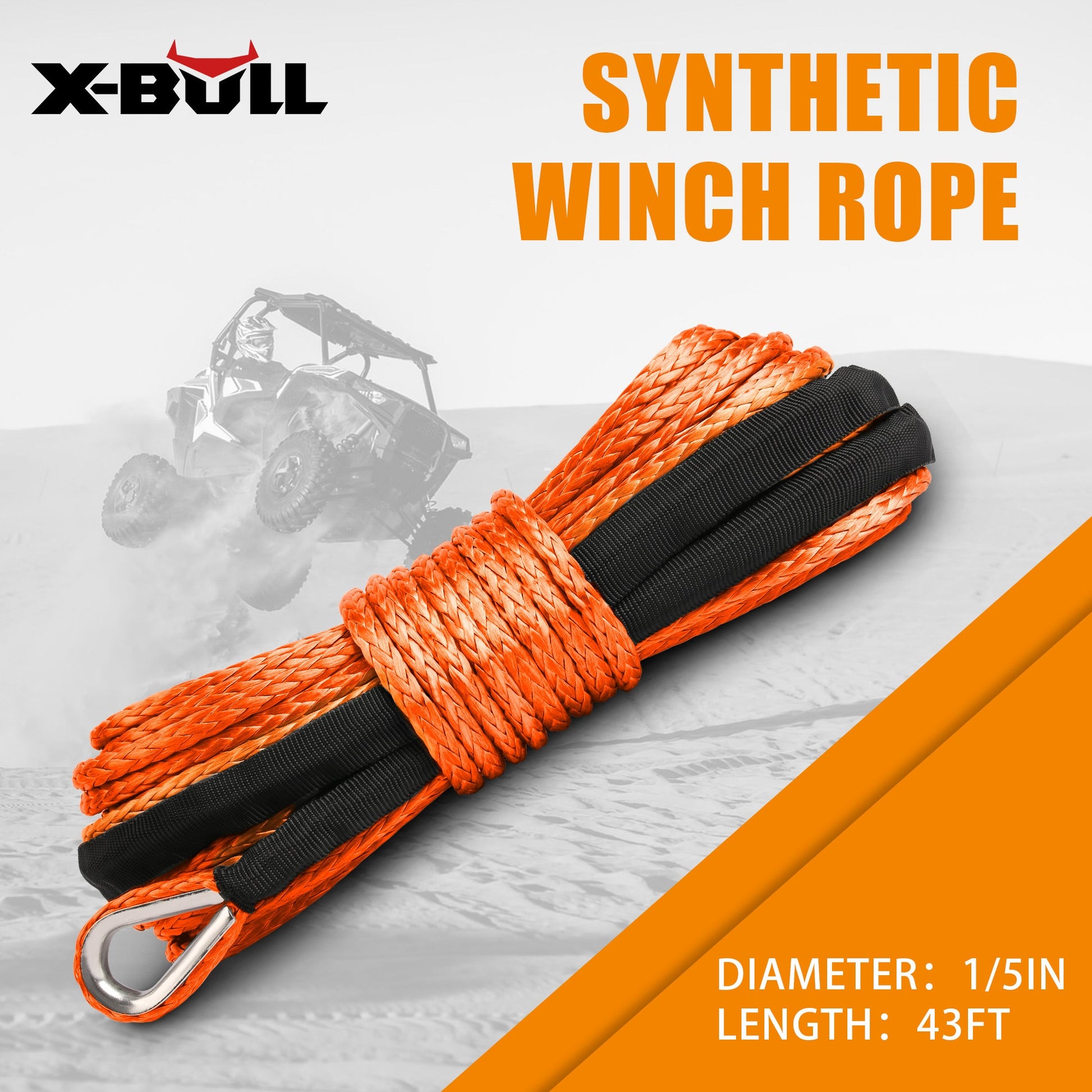 X-BULL Dyneema Synthetic Rope Winch Cable SK75 5.5MM x 13M Car Tow Recovery Strap Tristar Online