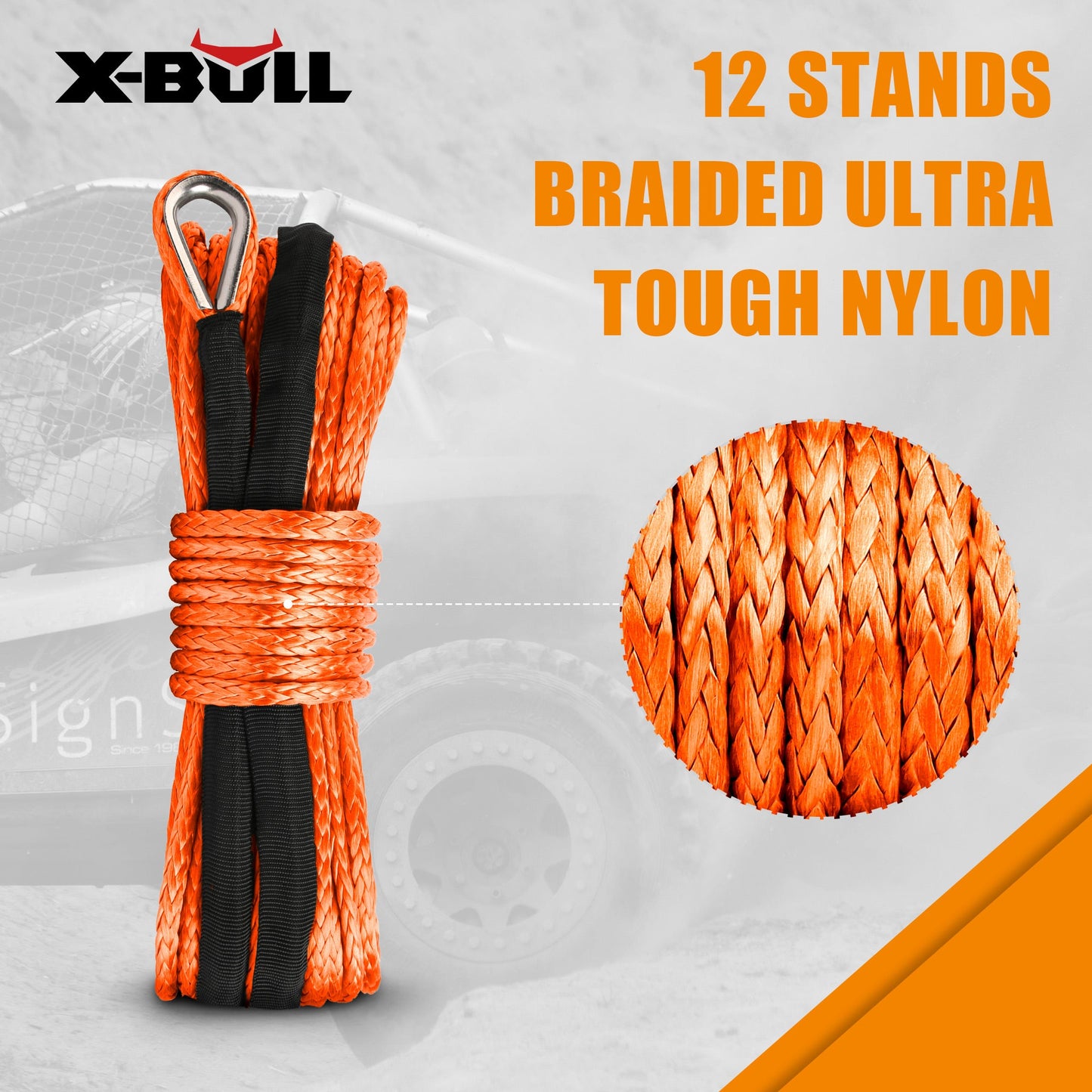 X-BULL Dyneema Synthetic Rope Winch Cable SK75 5.5MM x 13M Car Tow Recovery Strap Tristar Online