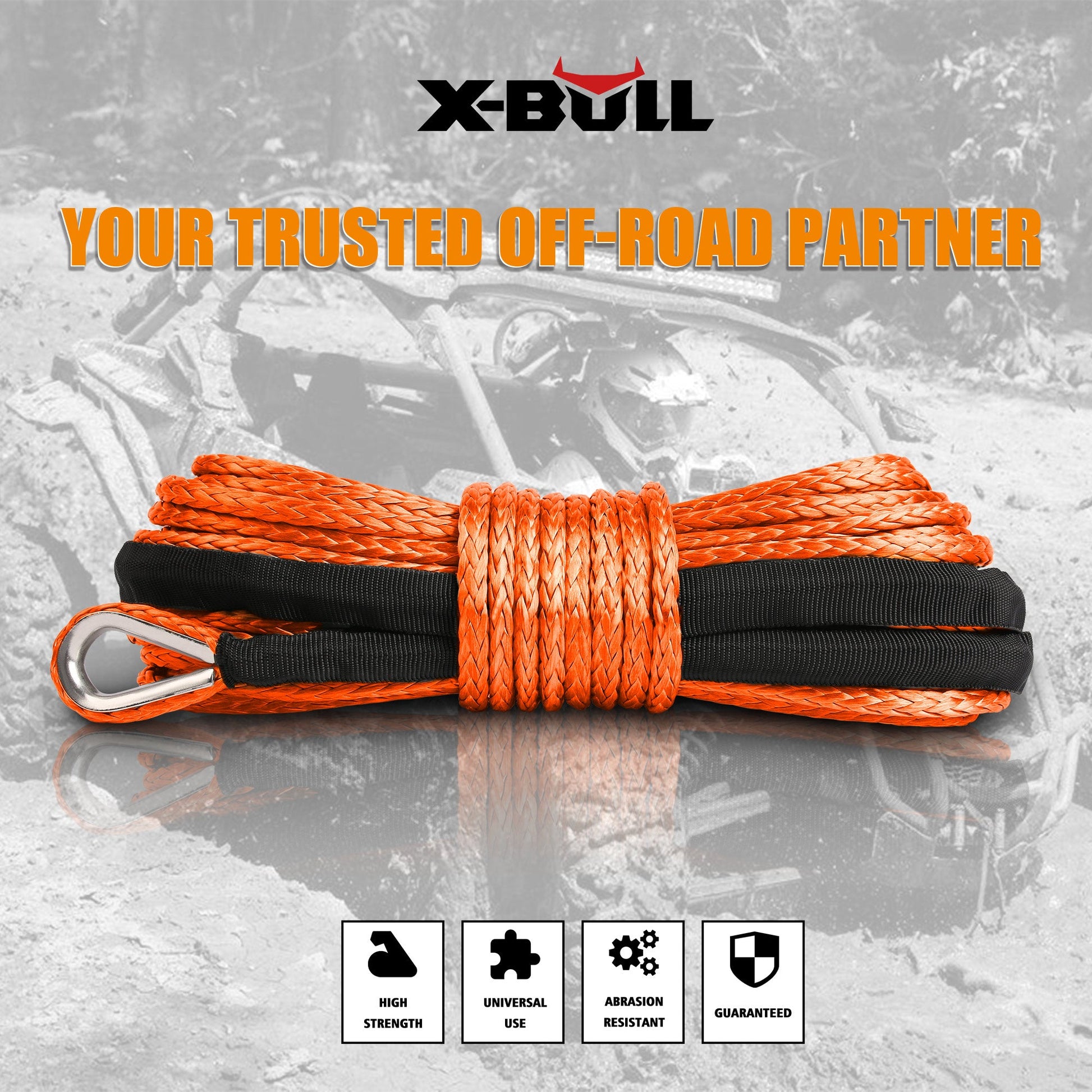 X-BULL Dyneema Synthetic Rope Winch Cable SK75 5.5MM x 13M Car Tow Recovery Strap Tristar Online