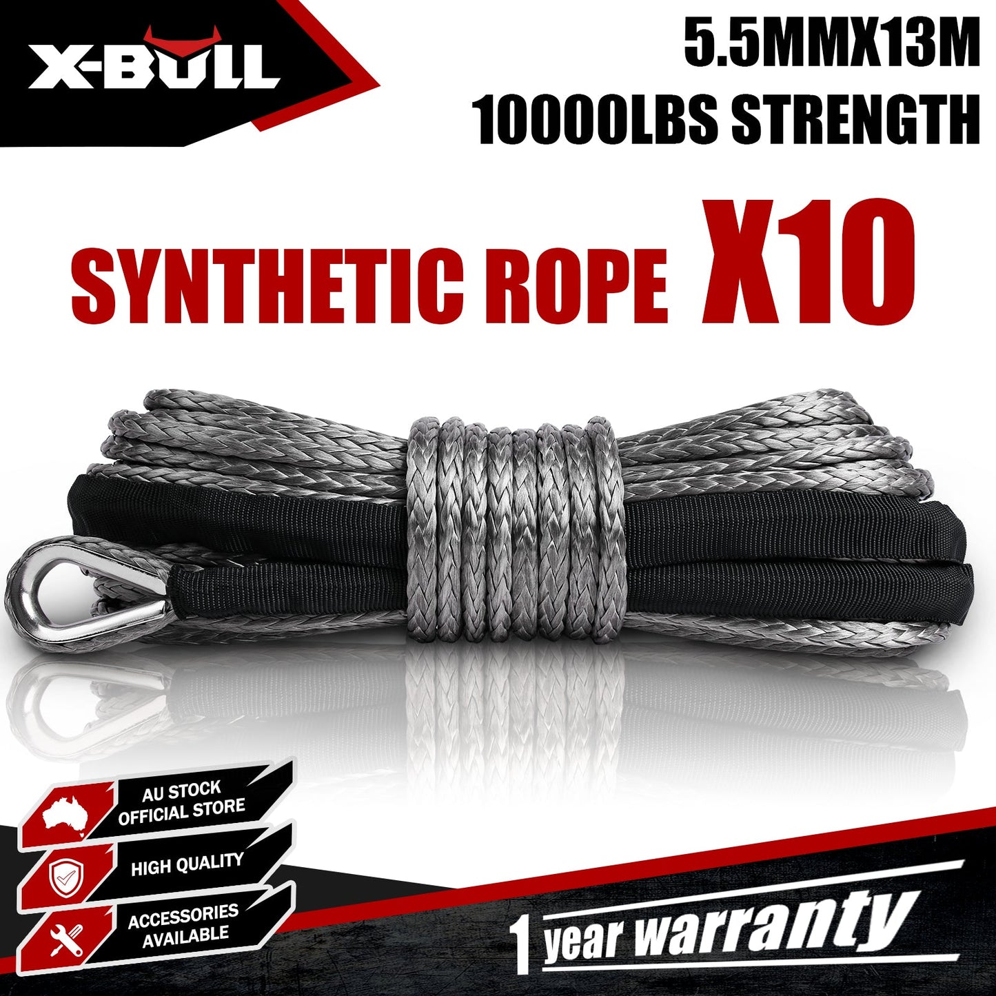 X-BULL Synthetic Dyneem Rope 5.5MM x 13M SK75 Car Tow Recovery Winch Cable Line Tristar Online