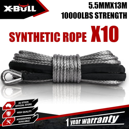 X-BULL Synthetic Dyneem Rope 5.5MM x 13M SK75 Car Tow Recovery Winch Cable Line Tristar Online