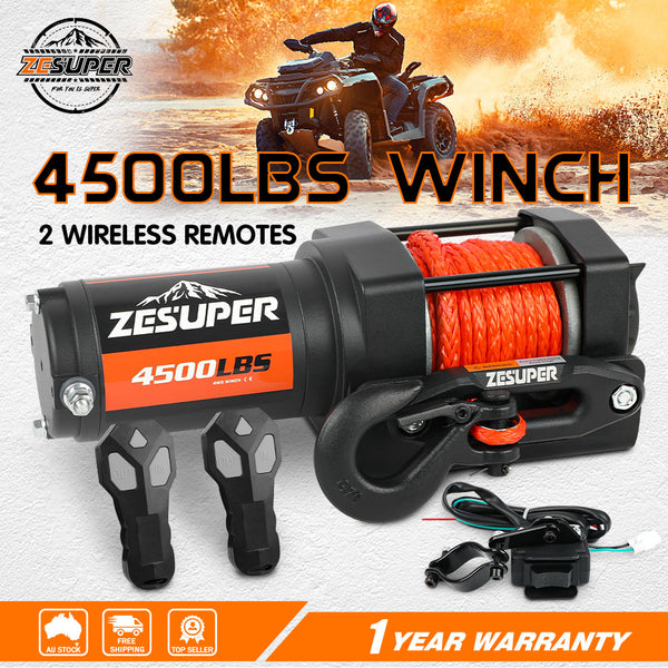 ZESUPER 4500LB Electric Winch 12V Wireless Portable ATV UTV Boat Trailer
