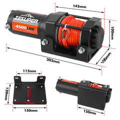 ZESUPER 12V Winch 4500LBS Electric Winch ATV Winch Synthetic Rope BOAT Trailer