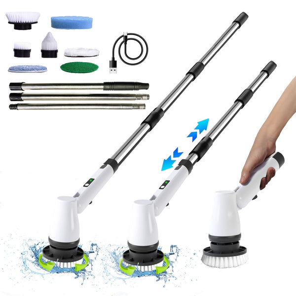 GOMINIMO Cordless Electric Spin Scrubber with 7 Replaceable Brush Heads (White) Tristar Online