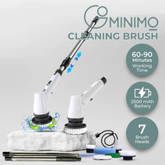 GOMINIMO Cordless Electric Spin Scrubber with 7 Replaceable Brush Heads (White) Tristar Online