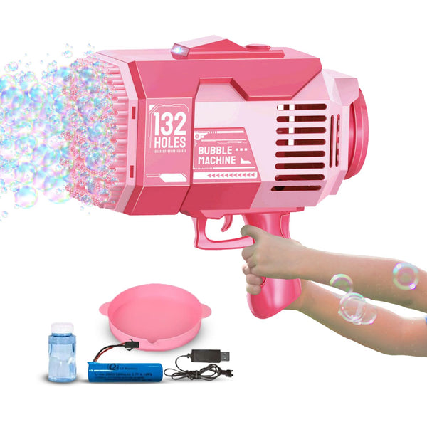 GOMINIMO 132 Holes Rechargeable Bubbles Machine Gun for Kids (Pink) GO-BMG-102-KBT Tristar Online