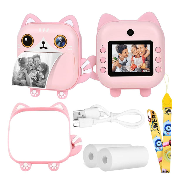 GOMINIMO Instant Print Camera for Kids with Print Paper and 32GB TF Card (Cat) Tristar Online