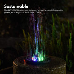 NOVEDEN Solar Fountain Water Pump for Bird Bath with RGB Color LED Lights (Black) NE-SPWF-102-SY Tristar Online