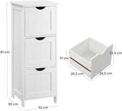 VASAGLE Floor Cabinet with 3 Drawers White BBC50WT Tristar Online