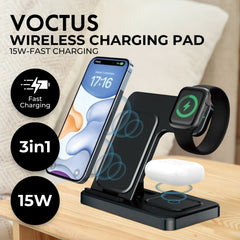 VOCTUS 3 in 1 Wireless Charger VT-WC -100-GY Tristar Online
