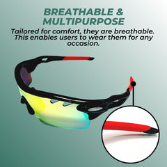 Verpeak Sport Sunglasses Type 1 ( Black frame with red end tip)