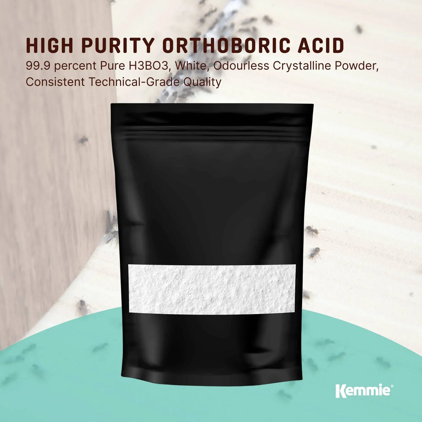 Kemmie 400g Boric Acid Powder 99.9% Pure - Soluble Orthoboric Acid H3BO3